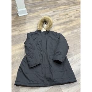 Levi's Women's Parka Jacket Size XL Faux Fur Hooded Black Coat